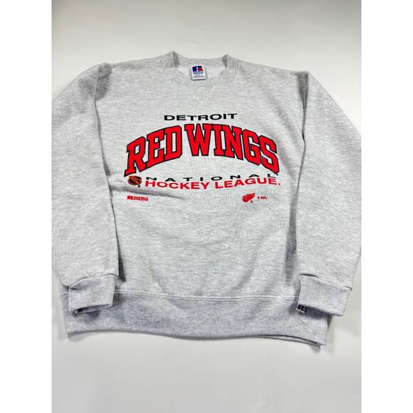 Vintage Detroit Red Wings Sweatshirt Youth Large Russell Athletic Gray NHL USA - Picture 1 of 7